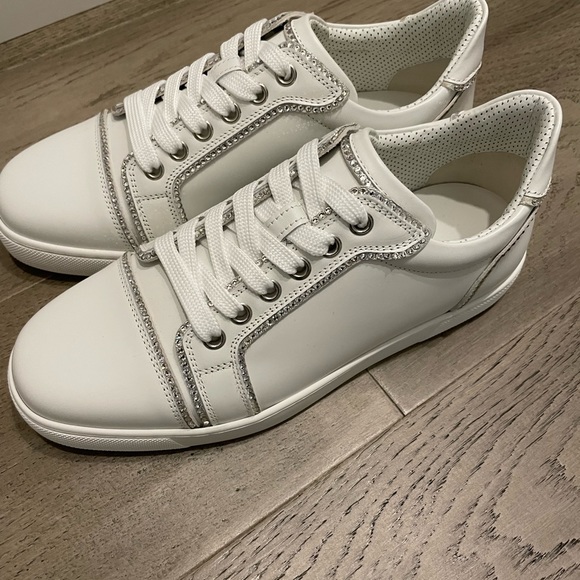 Never Worn Swarovski Crystal Christian Louboutin White Sneakers size 7 - Picture 3 of 6